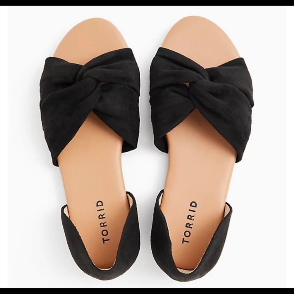 - BLACK FAUX SUEDE TWIST FRONT D’ORSAY FLAT (WW). Tags still on